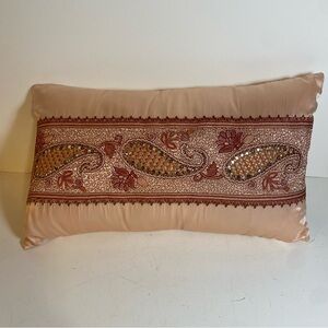 Charter Club 100% Silk And Embroidered Lumbar Pillow Original Tag Size 19x11”